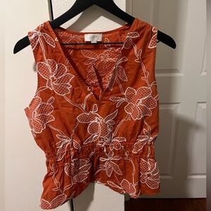 LOFT Women's Rust Floral Blouse